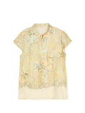Gentle Green Yellow Pattern Cheongsam Top