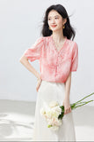 Rita Pink Lace V-Neck Cheongsam Top
