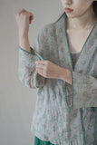 Printed Cardigan Slanted Contrast Cheongsam Top