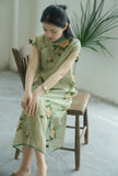Slanted lapel print Zen clear Cheongsam