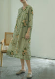 Printed Slanted Double Layer Loose Qipao Cheongsam