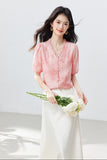 Rita Pink Lace V-Neck Cheongsam Top
