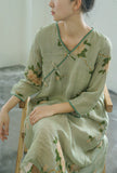 Printed Slanted Double Layer Loose Qipao Cheongsam