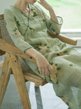 Printed Slanted Double Layer Loose Qipao Cheongsam
