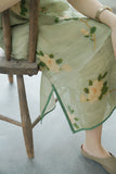 Slanted lapel print Zen clear Cheongsam