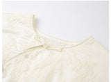 Brocade Beige Lace Embroidered Cheongsam Top