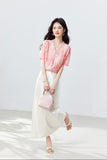Rita Pink Lace V-Neck Cheongsam Top