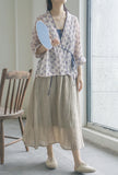 Printed Cardigan Slanted Contrast Cheongsam Top