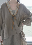 Loose Lace-up Cardigan Embroidered Qipao Cheongsam Top
