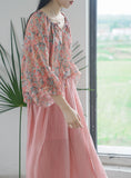 Pastoral Print Ramie Loose Cheongsam Top
