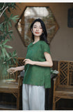 Sage Sparks Qipao Cheongsam Top