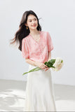 Rita Pink Lace V-Neck Cheongsam Top