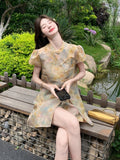 Dominique 2-Piece Ink-Dye Print Cheongsam Set