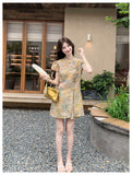 Dominique 2-Piece Ink-Dye Print Cheongsam Set
