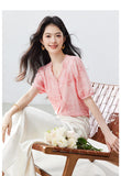 Rita Pink Lace V-Neck Cheongsam Top