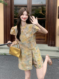 Dominique 2-Piece Ink-Dye Print Cheongsam Set