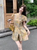 Dominique 2-Piece Ink-Dye Print Cheongsam Set