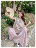 Priscilla 2-Piece Printed Frog-Button Cheongsam Set