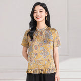 Sodalite Yellow Blue Flower Cheongsam Top