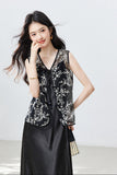 Zara 2-Piece Black Embroidered Cheongsam Set