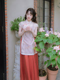 Crown Floral Embroidered Cheongsam Top