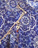 Rowena 2-Piece Blue Rice Pattern Cheongsam Top