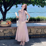 Sunbeam 2-Piece Purple Sleeveless Cheongsam Set