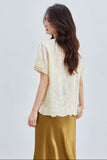 Brocade Beige Lace Embroidered Cheongsam Top