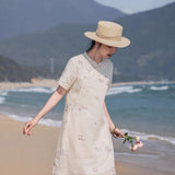 Ava Elevated Embroidered Frog Buttons Cheongsam Qipao Dress