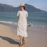 Ava Elevated Embroidered Frog Buttons Cheongsam Qipao Dress