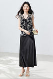 Zara 2-Piece Black Embroidered Cheongsam Set