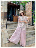 Priscilla 2-Piece Printed Frog-Button Cheongsam Set