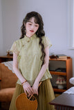 Ingrid Light Green Embroidered Cheongsam Top