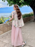 Priscilla 2-Piece Printed Frog-Button Cheongsam Set