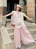Priscilla 2-Piece Printed Frog-Button Cheongsam Set