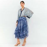 Phantom Blue Mesh Culottes Pants
