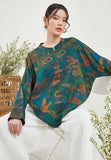 Silk Fragrant Cloud Yarn Printed Cocoon Loose  Qipao Cheongsam Top