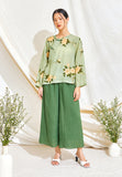 Diagonal Print Ramie Cheongsam Top