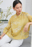 Yellow Dragon Print Cheongsam Top