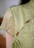 Ingrid Light Green Embroidered Cheongsam Top