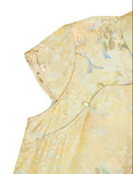 Gentle Green Yellow Pattern Cheongsam Top