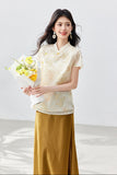 Tranquil Beige Jacquard Cheongsam Top