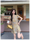 Dominique 2-Piece Ink-Dye Print Cheongsam Set