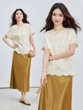 Brocade Beige Lace Embroidered Cheongsam Top