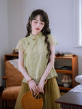 Ingrid Light Green Embroidered Cheongsam Top