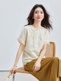 Brocade Beige Lace Embroidered Cheongsam Top