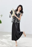 Zara 2-Piece Black Embroidered Cheongsam Set