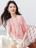 Rita Pink Lace V-Neck Cheongsam Top