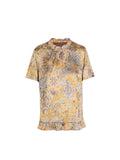 Sodalite Yellow Blue Flower Cheongsam Top