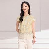 Gentle Green Yellow Pattern Cheongsam Top